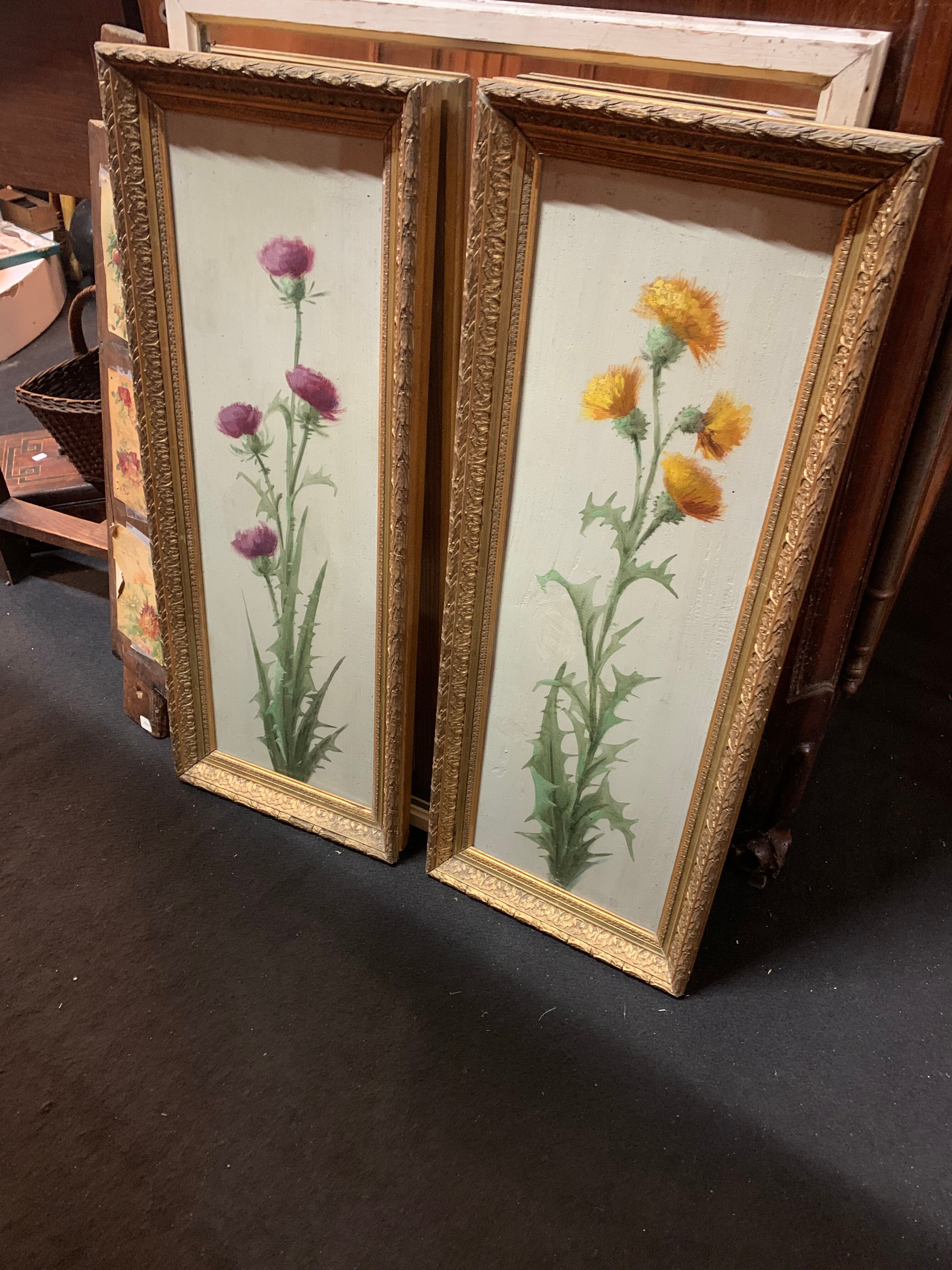 Pair of paint on still life wood