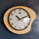 Vintage formica clock silent asymmetrical wall pendulum "DMS green orange"