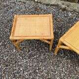 Pair of rattan bedside nesting tables, Mid-Century