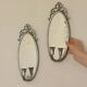 Pair of Swedish Tin Wall Sconces, Mid-Century Style with Mirror by Svenskt - Tenn