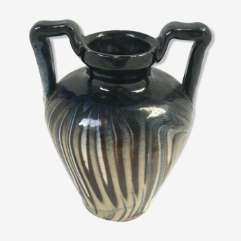 Pottery handle vase Fauquet glazed earth Savoie