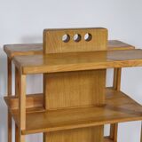 Solid cherry wood rolling shelf, unique piece, 1970s