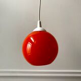 Hanging lamp ball in opaline orange 70s