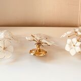 3 wall lights in glass and gilded brass