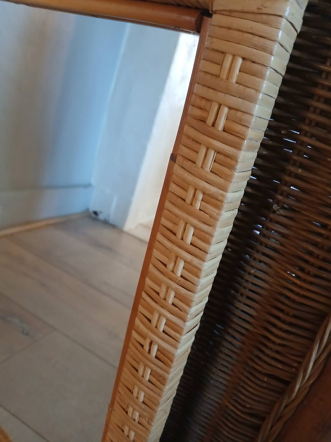 Antique rattan and bamboo mirror
