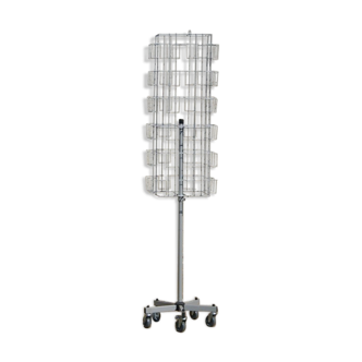 Grey swivel postcard display on wheels