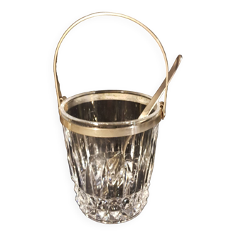 Crystal ice bucket and stainless steel spoon