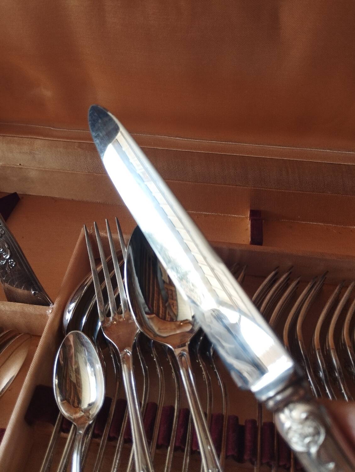 Cutlery set 49 pieces silver metal rocaille model St Médard