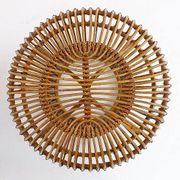 Mid-Century Modern Vintage Rattan Pouf in the Style of Albini 1960s