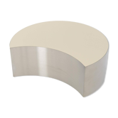 Simple Auxiliary Table, Half-Moon Shape, Brass/Steel and High Gloss Laminate, Size L