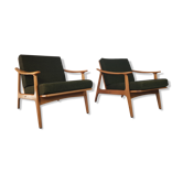 Paire de fauteuils scandinave vintage en hêtre