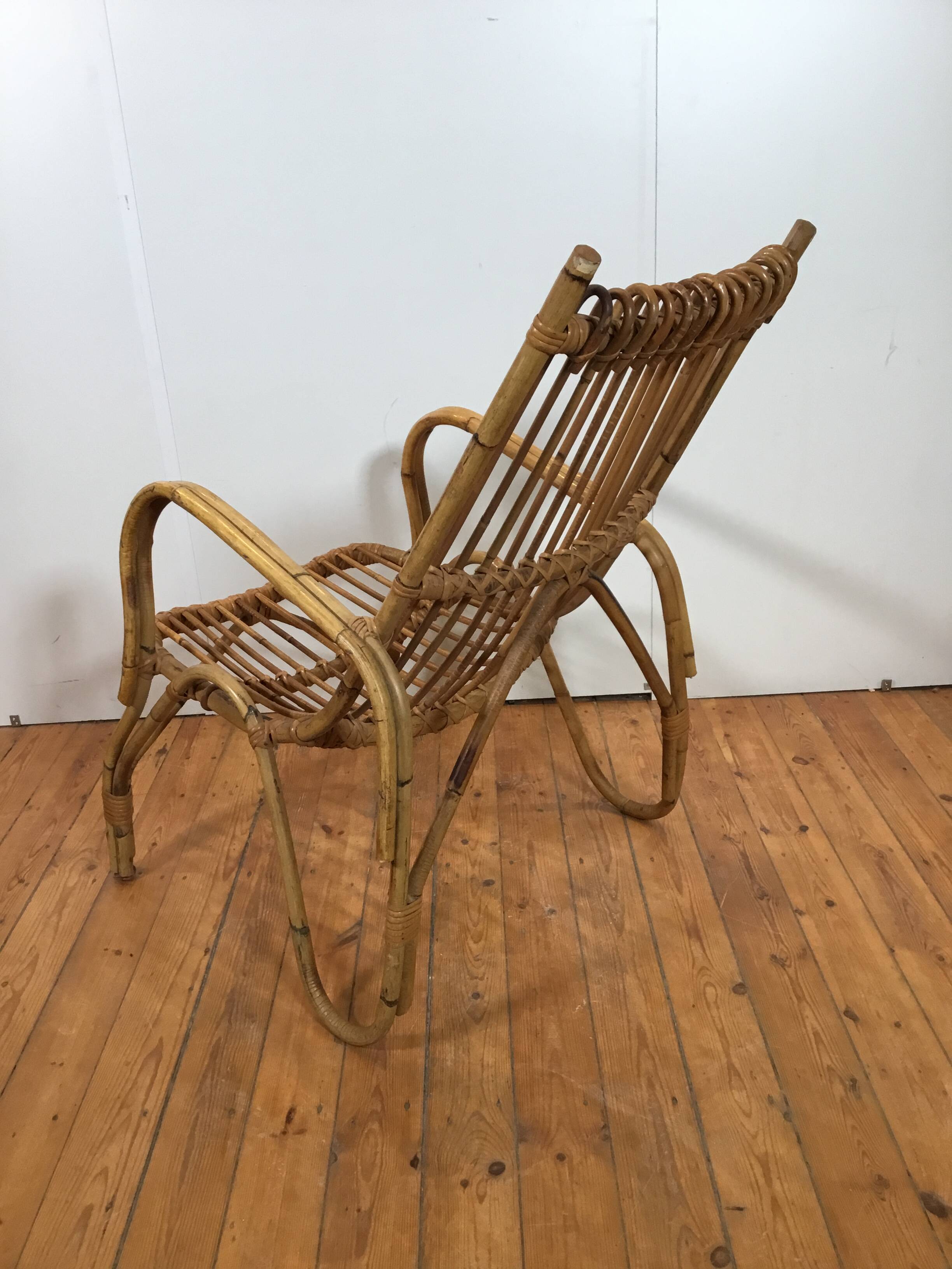 vintage italian rattan lounge chair