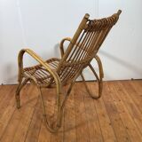 chaise longue italienne vintage en rotin