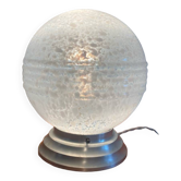 Lampe boule à poser en verre de Clichy  et socle en aluminium Art Déco