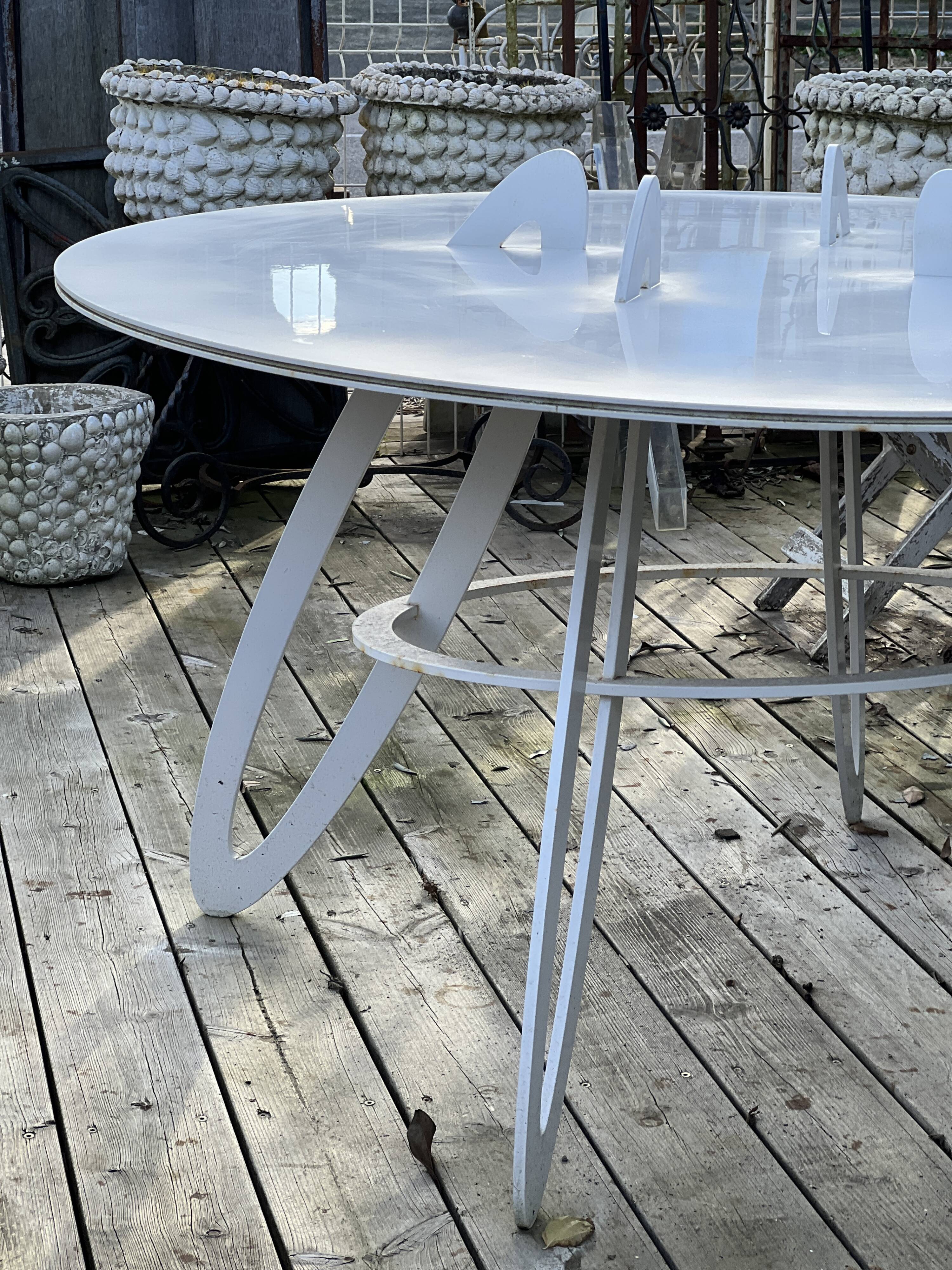 White metal table