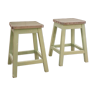 Pair of stools in wood green with water