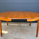 Vintage teak round table Scandinavian style with 2 extensions 1960s/70s