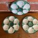 Set of 3 oyster plates barbotine majolica model chantilly ceramics