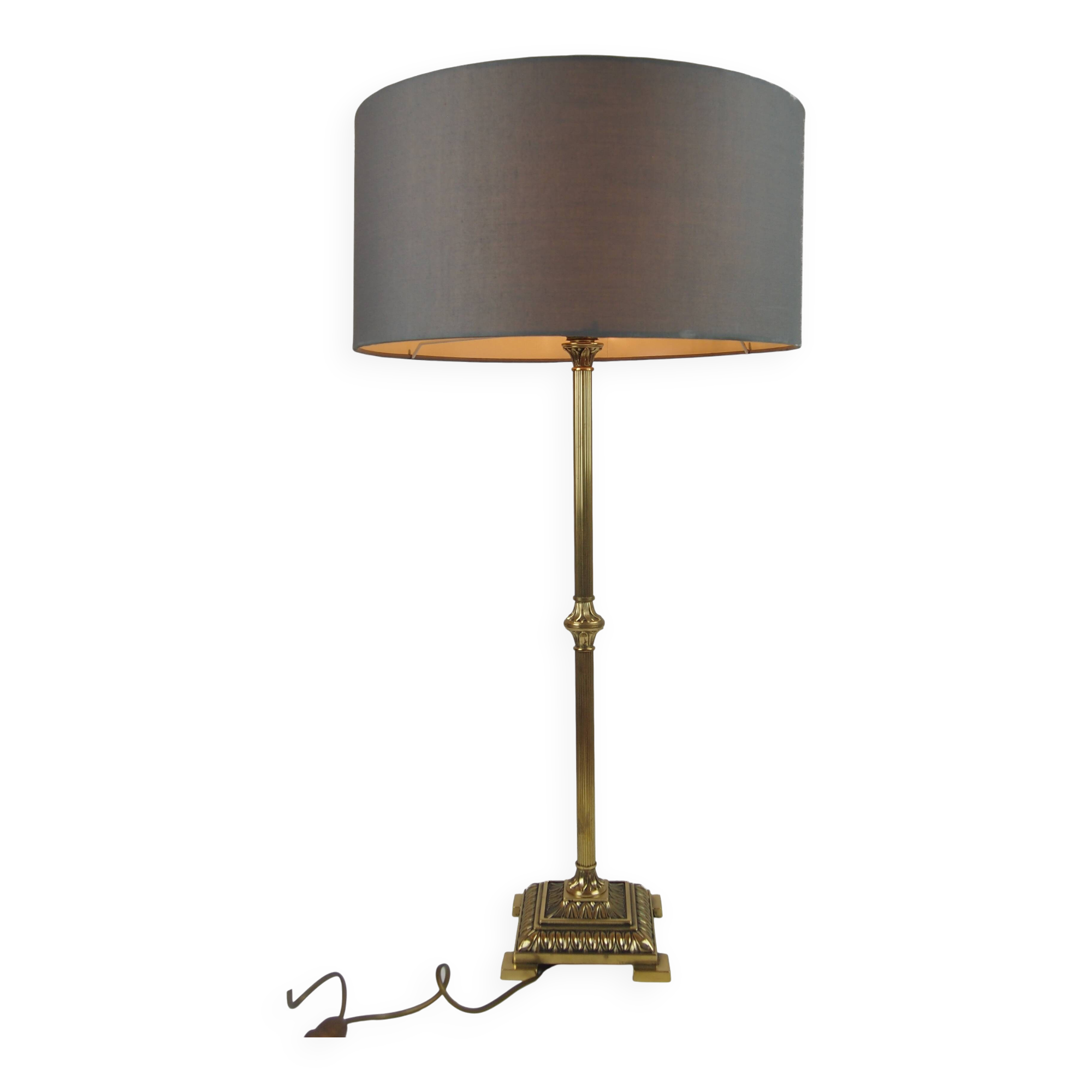 Empire Table/Desk Lamp, Antique Column, Neo-Classical, Gilded Bronze