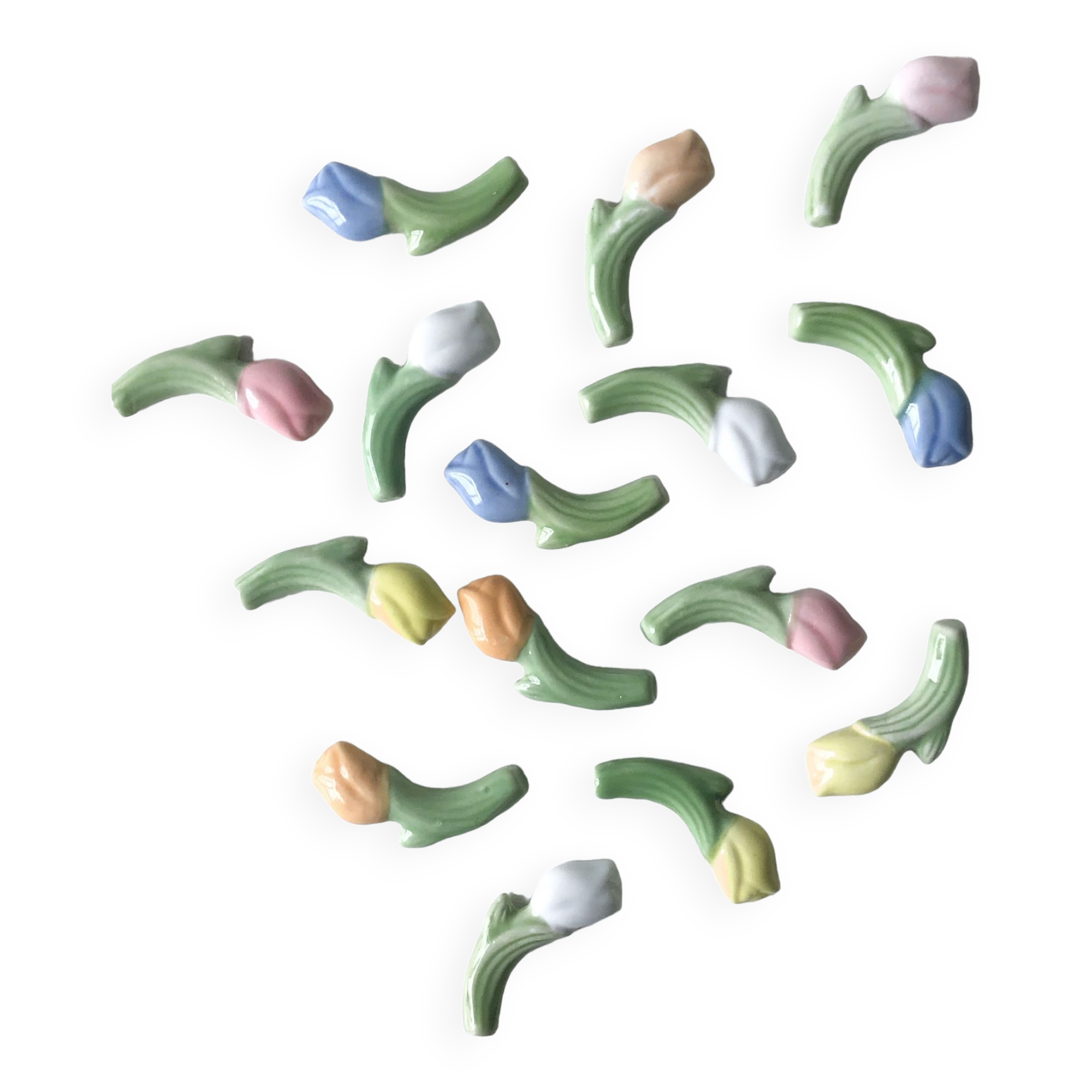 Set of 15 vintage tulip-shaped knife holders, retro spring touch