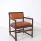 Pair of small leather dining seats or chairs by Edward Wormley