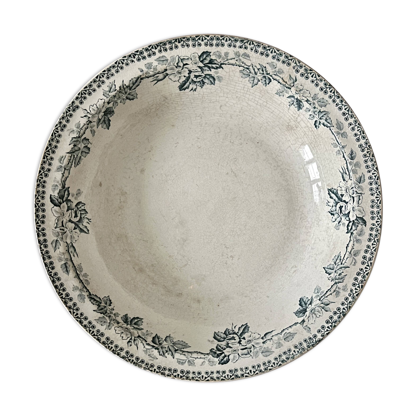 Shallow round plate from Saint Amand ironstone.