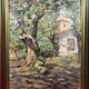 Oil on cardboard View of a Chapel ST Tropez? signed A. Adam 1960