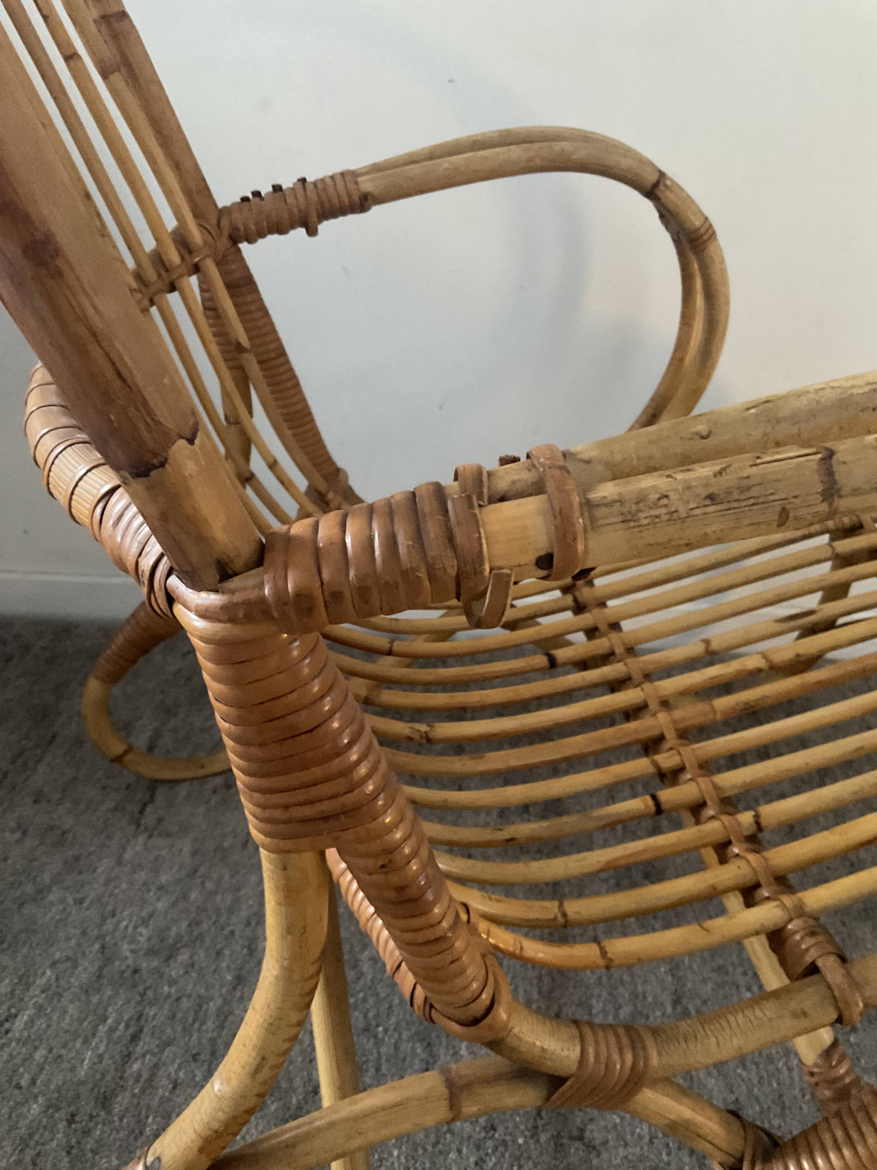 1970s rattan children's armchair