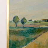 Original Swedish Mid-Century Oil On Board Painting" "Löderup, Skåne " by Acke Fornander
