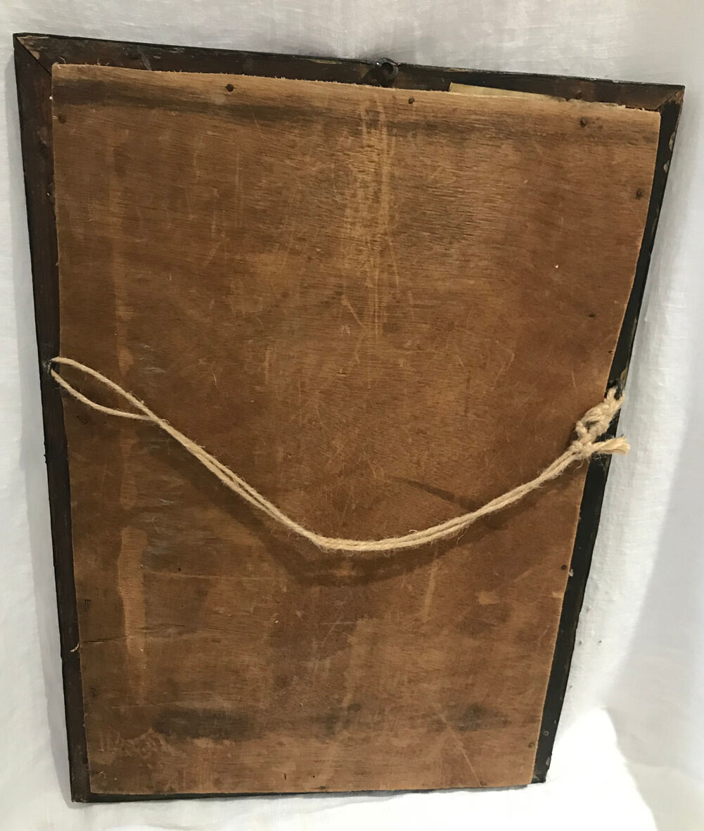 black painted wooden mirror - 33x47cm