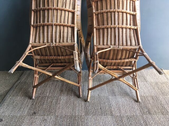 Pair of vintage rattan armchairs