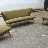 Sculptural sofa and 2 armchairs fifties sofa set