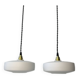 Pair of old ufo pendants in vintage opaline