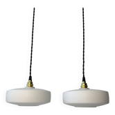 Pair of old ufo pendants in vintage opaline