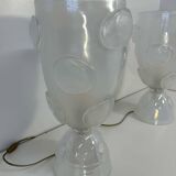 Italian Art Deco Murano Glass Vase Table Lamps