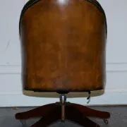 Antique Chesterfield Office Chair in Hand-Dyed Leather in Georgian Style
