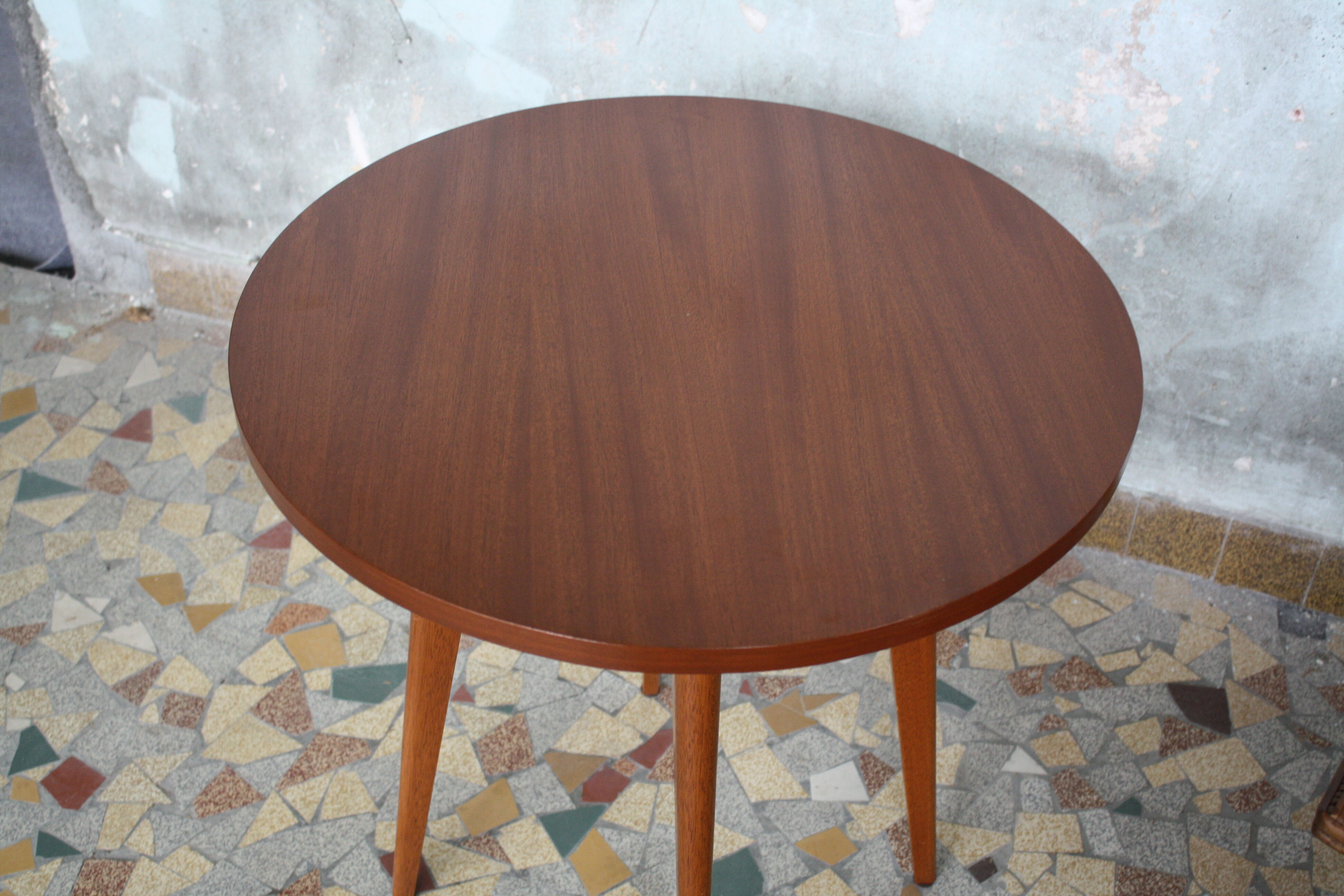 Table teak vintage feet compass