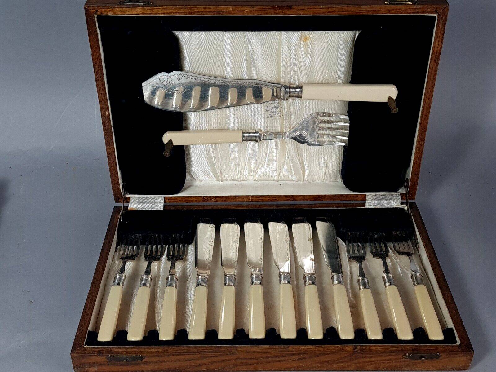 EPNS silver metal fish service, 6 people complete, good condition SB916