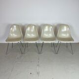 Vintage Eames Herman Miller DSS side chairs in parchment