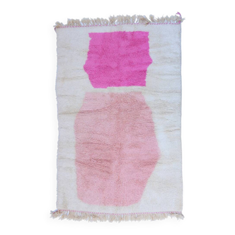 Tapis blanche, rose tissé en laine naturel taille 250cm×150cm