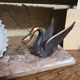 Marble lamp, swan and opaline Art Deco
