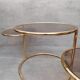 Table basse laiton 3 niveaux pivotants des années 1970 style de Milo Baughman Italie