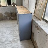 Factory blue patinated workshop furniture