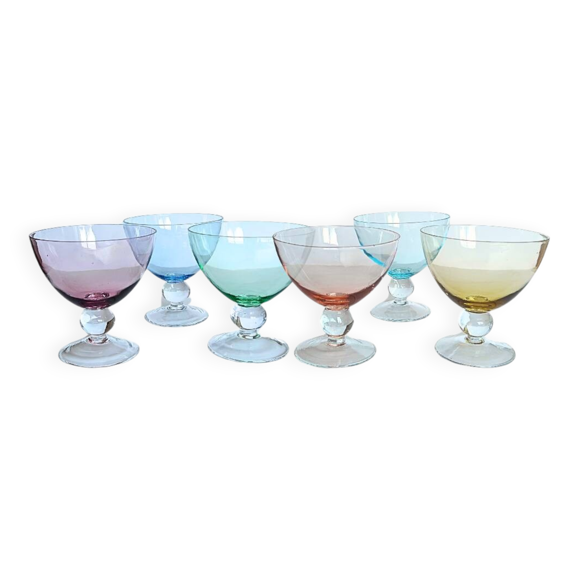 Coupes en verre coloré - lot de 6