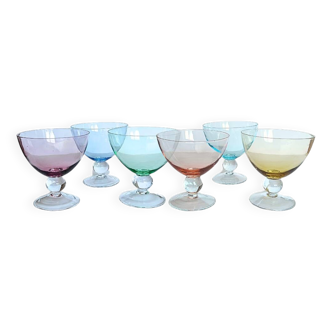 Coupes en verre coloré - lot de 6