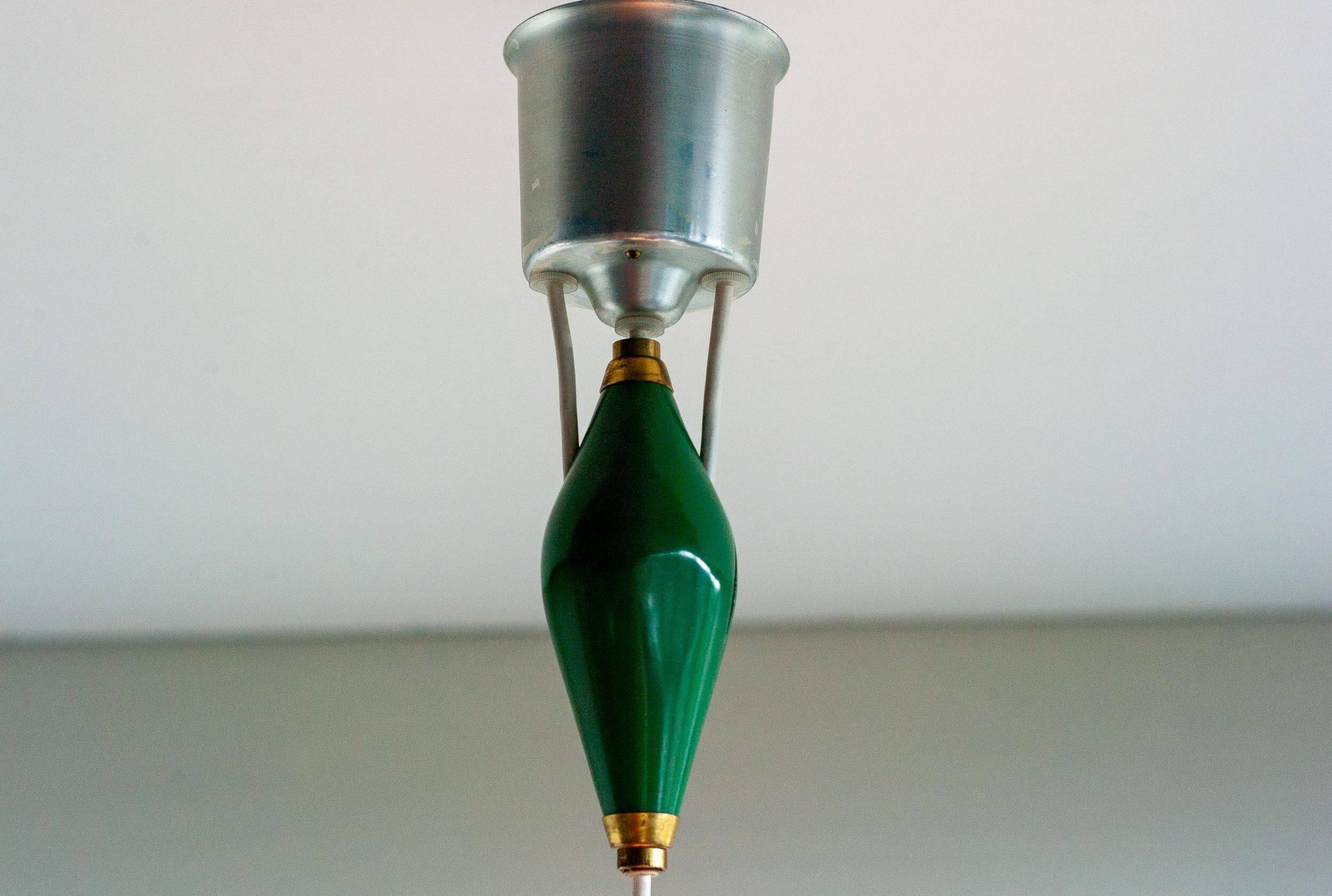 Nordiska Kompaniet adjustable pendant lamp, aluminium and porcelain, 1950