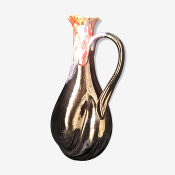 Vase Vallauris émaillé, effet métallique et couleurs