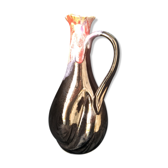 Glazed Vallauris vase, metallic effect and colors