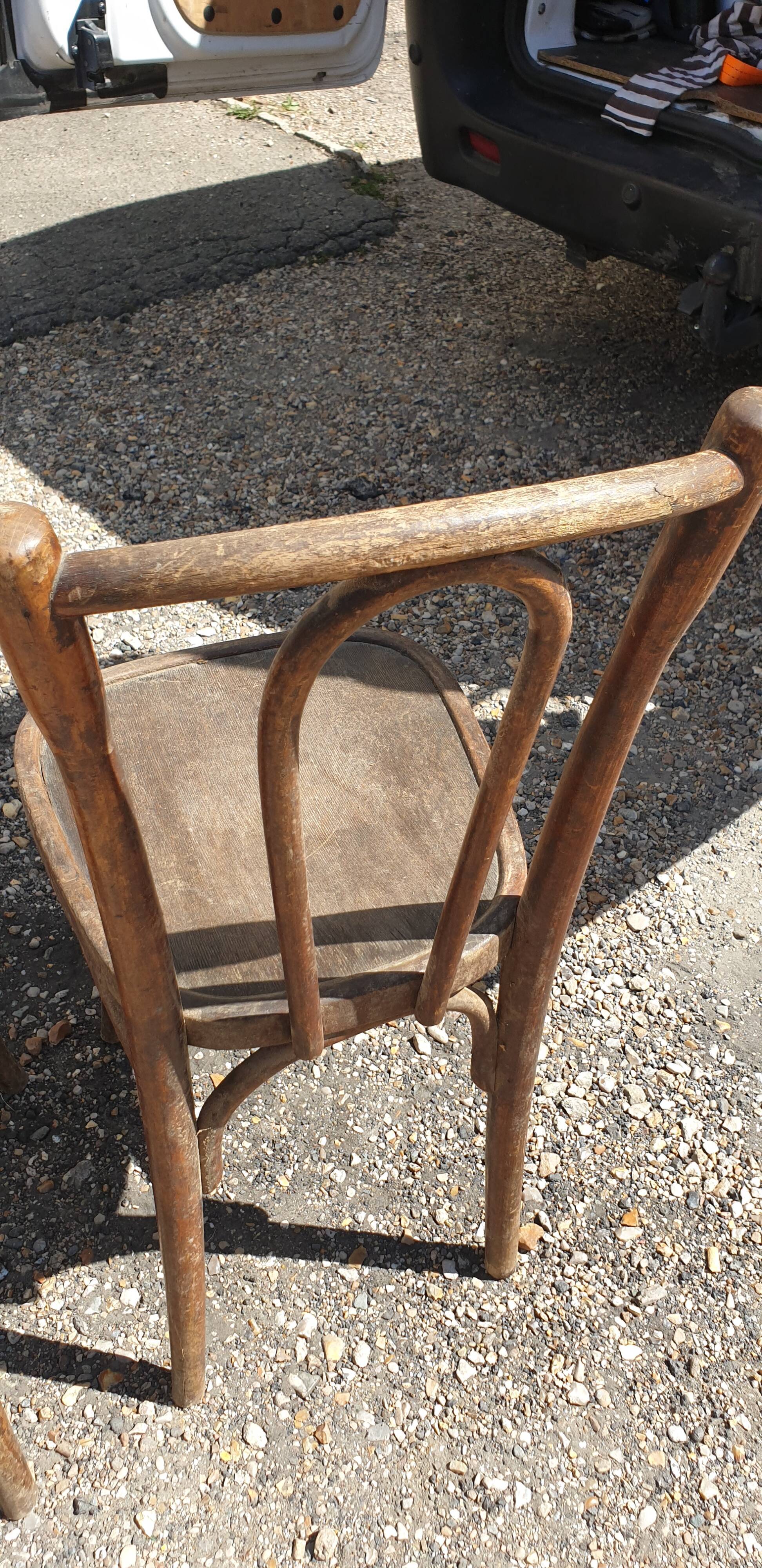 Pair of curved wood bistro chairs