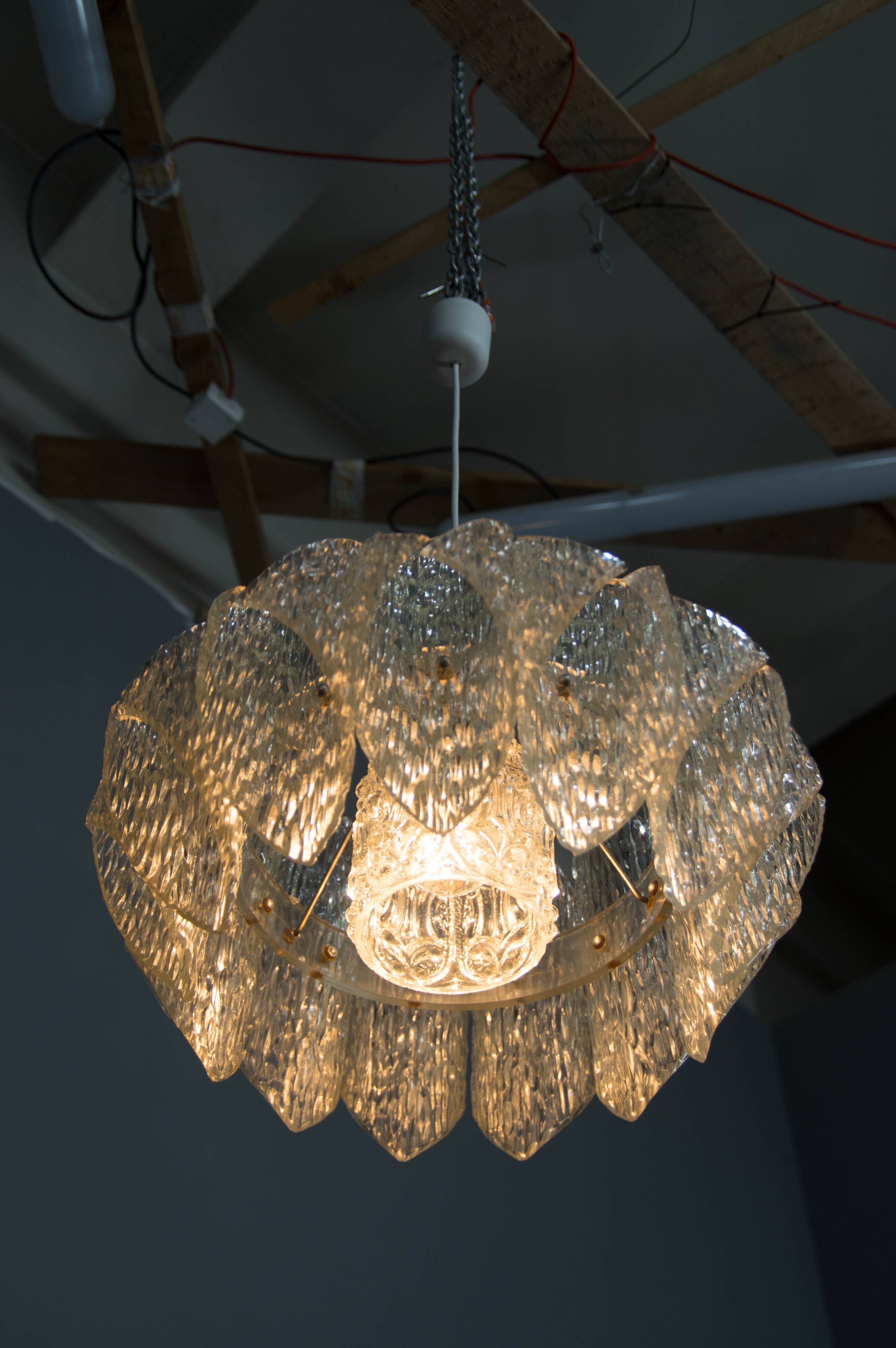 Mid-Century Resin and Glass Pendant, 1960s